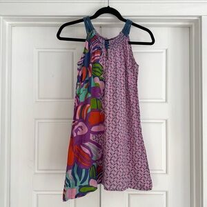 PJ Salvage 100% Cotton Pattern Smocked Neck Dress, Small